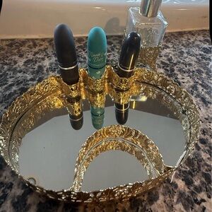 Vintage Gold Mirrored Tray Set